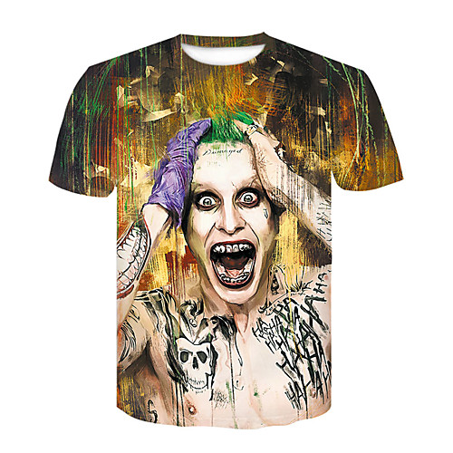 

Men's T shirt 3D Print 3D Rivet Mesh Short Sleeve Casual Tops Black Blue Yellow