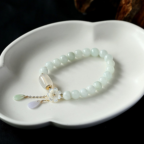 

natural jade beaded elastic bracelet gradient green jade bead ladies bracelet, suitable for christmas, thanksgiving,gifts (1)