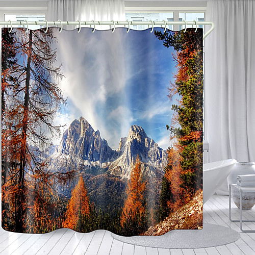 

Songshan Autumn Digital Printing Shower Curtain Shower Curtains Hooks Modern Polyester New Design 72 Inch