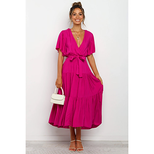 

Women's A Line Dress Maxi long Dress Short Sleeve Pattern Spring & Summer Casual 2021 S M L XL