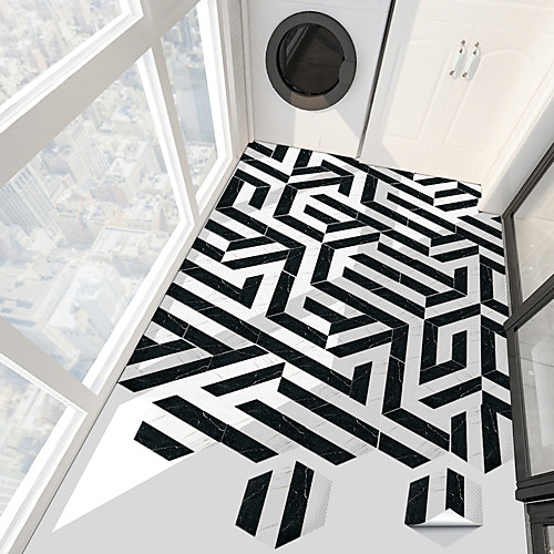 

Creative Marble Black And White Hexagon Non-slip Floor Pvc Sticker Kitchen Bathroom Floor Waterproof Self-adhesive Removable Wall Sticker