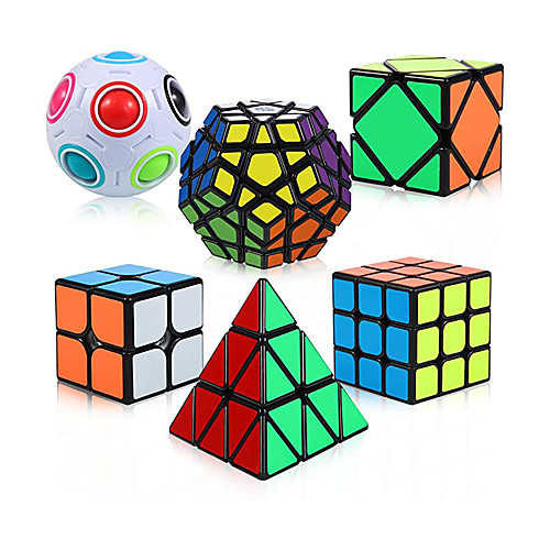 

QiYi Speed Cube Set, 6 Pack Magic Cube Bundle - 2x2x2 3x3x3 Pyramid Megaminx Skew Cube Magic Rainbow Ball, Puzzle Cube Toy for Kids and Adults