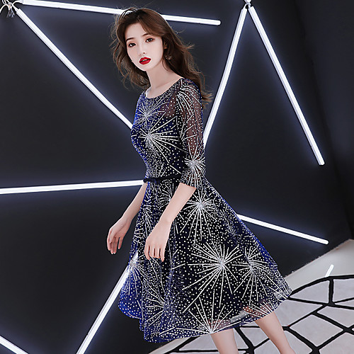 

evening dress women 2020 new starry sky party dress small dress ladies evening banquet temperament short host autumn