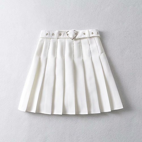 

Women's Homecoming Vacation Streetwear Preppy Skirts Solid Colored Pleated White Black