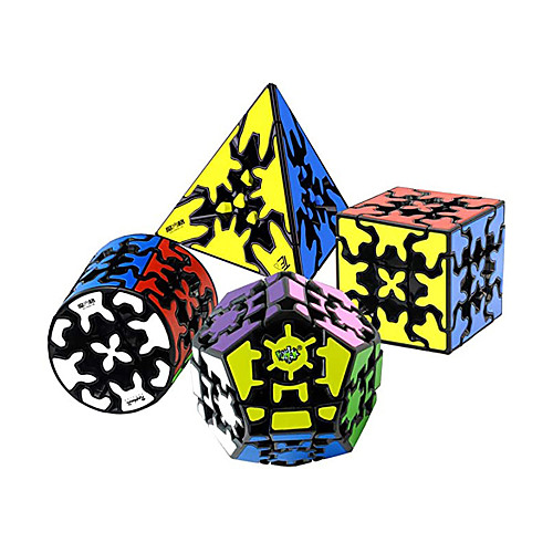

QiYi Magic Cube Set, Gear Speed Cube Bundle of 3x3x3 Gear Cube Gear Pyraminx Cylindrical Gear Cube and Gear Megaminx Cube Puzzle Toys 4Pcs