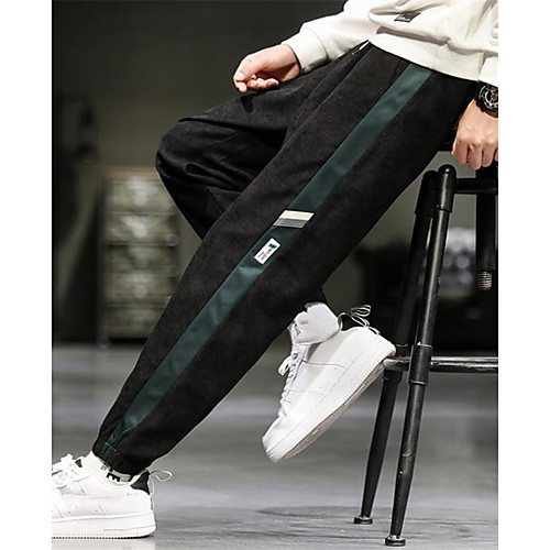 

Men's Sporty Chino Chinos Sweatpants Pants Patterned Ankle-Length Black Gray