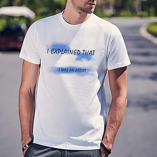 

Men's Tee T shirt Hot Stamping Graphic Prints Letter Print Short Sleeve Casual Tops 100% Cotton Basic Designer Big and Tall White