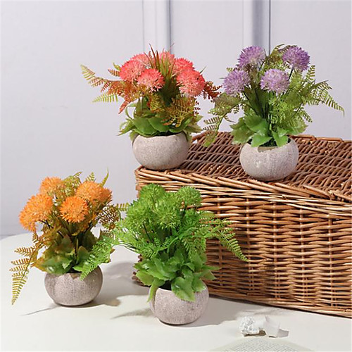 

6 Fork Simulation Plant Dandelion Onion Ball Hall Bonsai Potted Pulp Basin Home Furnishings 12x18cm