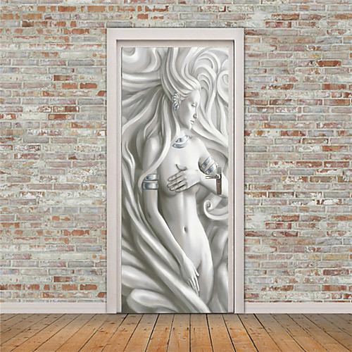

Sculpture Style 2pcs Self-adhesive Creative European Style Beauty Door Stickers Living Room Diy Decoration Home Waterproof Wall Stickers
