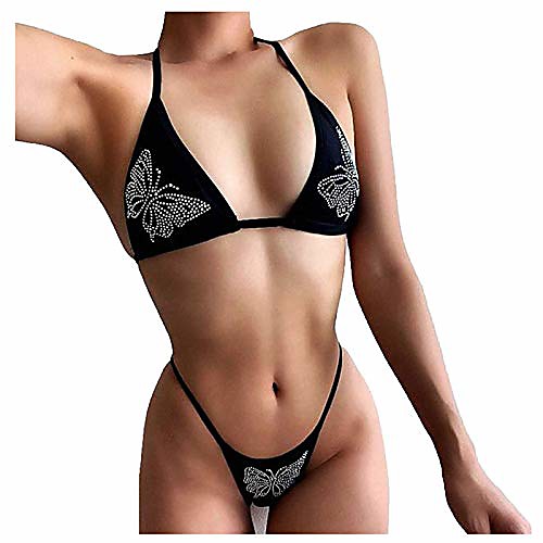 

Women's Bikini 2 Piece Swimsuit Glitter Slim Pink Dark Green White Black Swimwear Bathing Suits New Fashion Sexy / Padded Bras