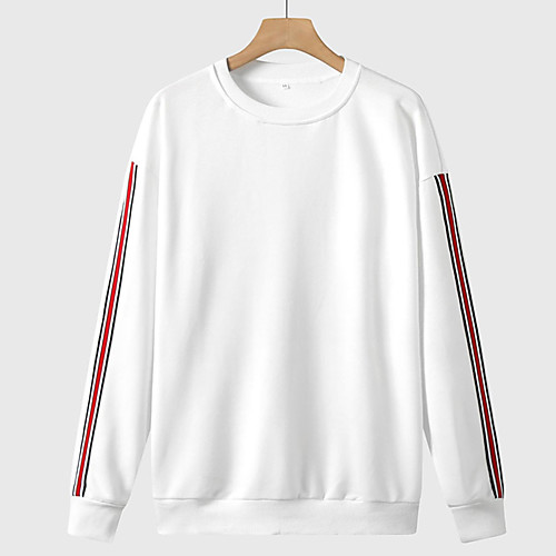 

Men's Pullover Sweatshirt Stripes Graphic Prints 3D Round Neck Sports & Outdoor Daily Sports Hot Stamping Basic Casual Hoodies Sweatshirts Long Sleeve White