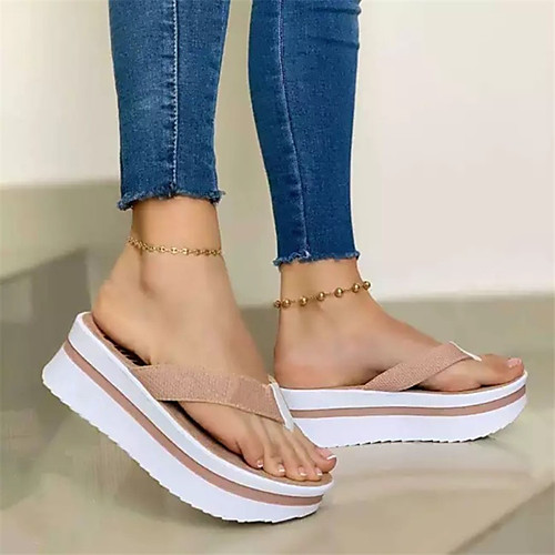 

Women's Sandals Platform Sandals Wedge Heel Synthetics Solid Colored Black Pink Light Grey