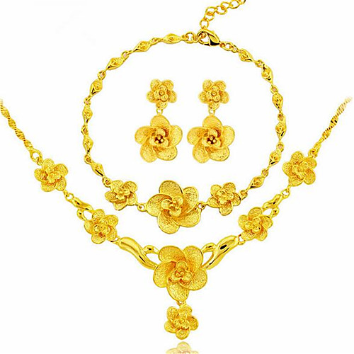 

Women's Jewelry Set Bridal Jewelry Sets 3D Flower Precious Fashion Earrings Jewelry Gold For Christmas Wedding Party Evening Gift Formal 1 set