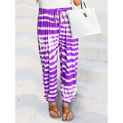 

Women's Basic Casual / Sporty Comfort Casual Weekend Jogger Pants Stripe Tie Dye Full Length Pocket Elastic Drawstring Design Print Blue Purple Red Yellow