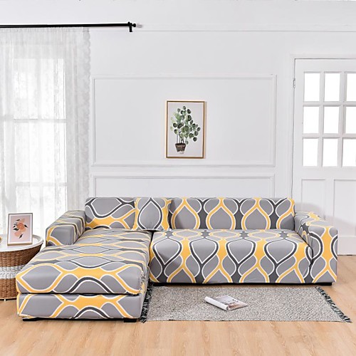 

Print Dustproof Stretch Slipcovers Stretch Sofa Cover Super Soft Fabric Couch Cover Fit For 1 to 4 Cushion Couch And L Shape Sofa (You will Get 1 Throw Pillow Case as free Gift)