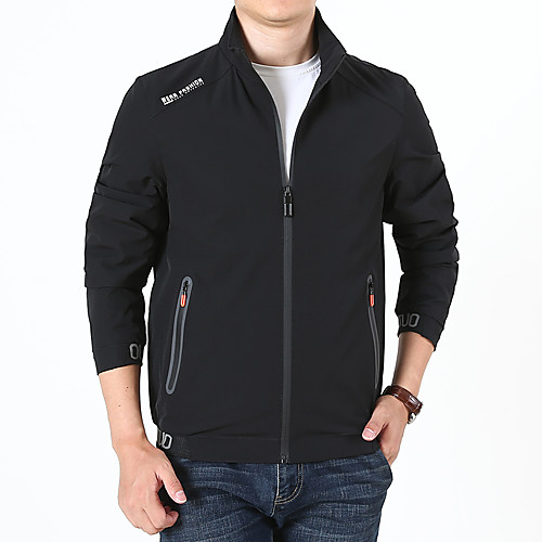 

Men's Jacket Daily Spring Regular Coat Slim Sporty Jacket Long Sleeve Letter Print Army Green Gray / Work