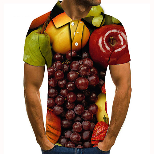 

Men's Golf Shirt 3D Print Graphic Prints Fruit Button-Down Short Sleeve Street Tops Casual Fashion Cool Purple / Sports