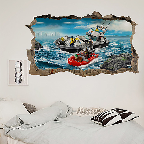 

3D New Broken Wall Plaster Marine Living Room Bedroom Corridor Decoration Can Be Removed Stickers