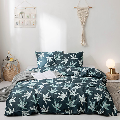 

Duvet cover set with zipper with Botanical tropical leaves pattern printed, soft natural breathable durable