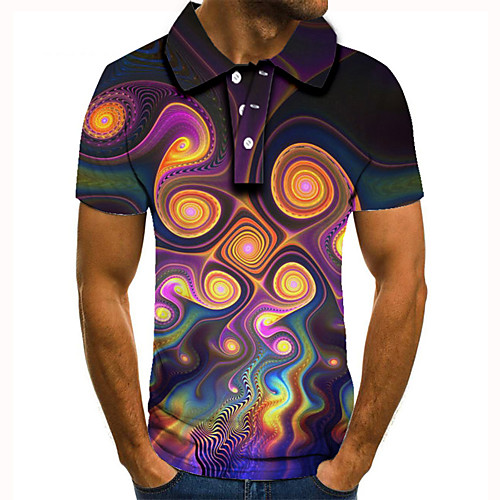 

Men's Golf Shirt Tennis Shirt 3D Print Abstract Graphic Prints Button-Down Short Sleeve Street Tops Casual Fashion Cool Black / Sports