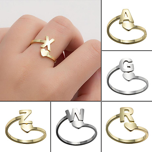 

initials rings simple stainless steel love retro jewelry