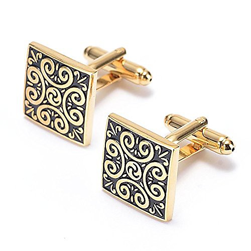 

vrfamily antique buddhist pattern wedding suit shirt cufflinks for men (gold)