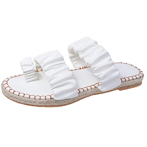 

Women's Sandals Bunion Sandals Flat Heel Round Toe PU Color Block White Black Beige