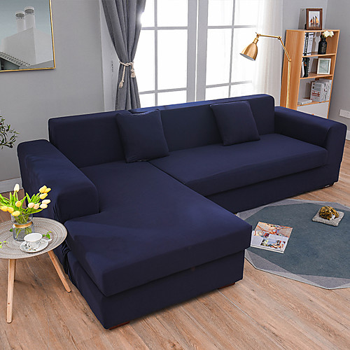 

Sofa Cover L - Shaped Sofa/Armchair/Loveseat/3 Seater/4 Seater Stretch Solid Color/Classic/Contemporary Yarn Dyed Slipcovers Non-Slip Furniture Protector Super Soft Sectional