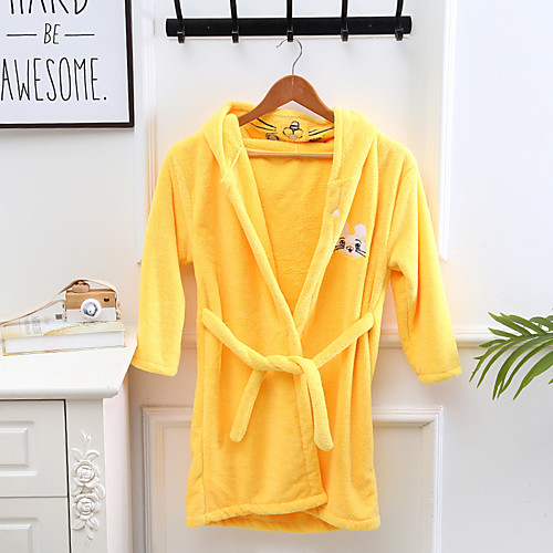 

High Quality Bathrobe for Children Coral Velvet Home Nightgown Cartoon Cute Soft Easy to Dry Hooded Bathrobe