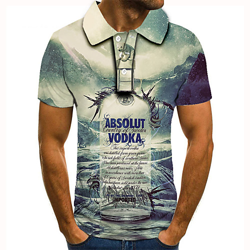 

Men's Golf Shirt 3D Print Graphic Prints Beer Mountain Button-Down Short Sleeve Street Tops Casual Fashion Cool Gray / Sports