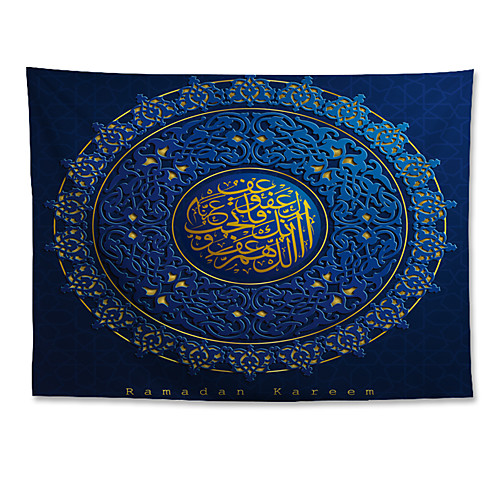 

Eid Mubarak Islamic Muslim Ramadan Wall Tapestry Art Decor Blanket Curtain Hanging Home Bedroom Living Room Decoration Polyester Blue Pattern