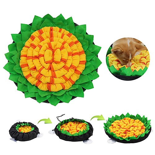 

Dog Food Storage / Dog Feeding Mat / Pet Snuffle Mat Fabric Relieves Stress Washable Training Patchwork Classic Yellow Coffee Bowls & Feeding
