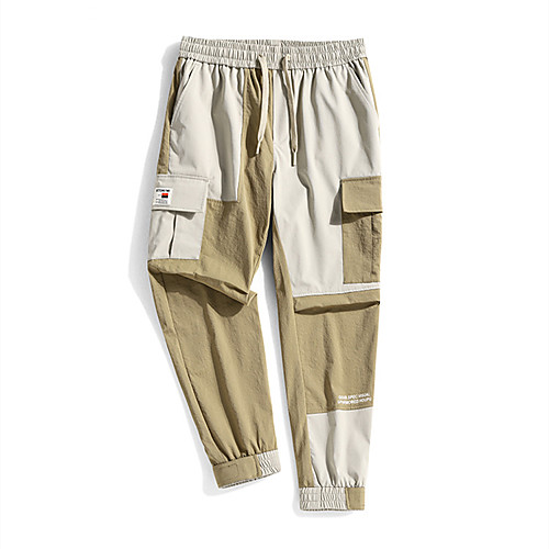 

Men's Cargo Tactical Cargo Pants Color Block Black Khaki