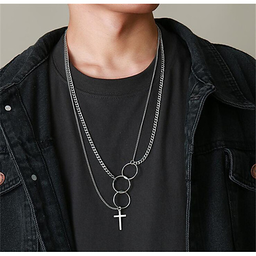 

Men's Pendant Necklace Classic Cross Simple Titanium Steel Silver 72 cm Necklace Jewelry 1pc For Anniversary Street Birthday Party Festival