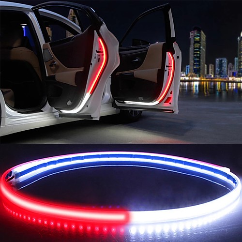 

OTOLAMPARA 4pcs New Stylish 47 Inches 30W Car Interior Door Welcome Light LED Safety Warning Strobe Signal Lamp Strip 120CM Waterproof Car Decorative Ambient Lights