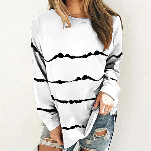 

Women's Sweatshirt Pullover Patchwork Crew Neck Color Block Sport Athleisure Sweatshirt Top Long Sleeve Warm Soft Oversized Comfortable Everyday Use Causal Exercising General Use / Winter