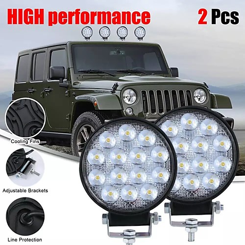 

OTOLAMPARA 2pcs 140W 6000K Circular IP67 Waterproof Spotlight LED Work Light Car Headlight Bulbs for Off-Road SUV Boat 4X4 Truck