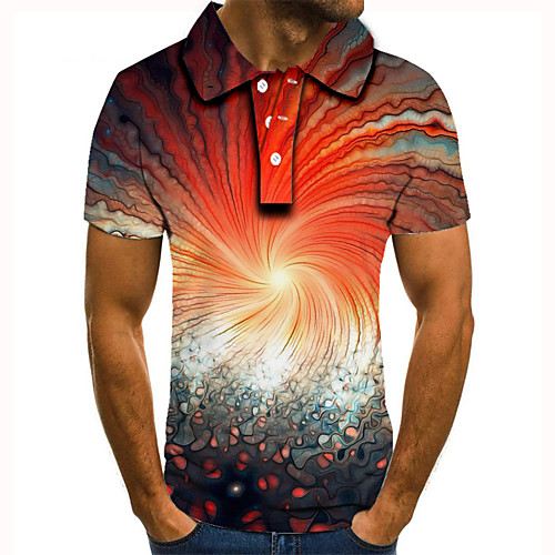 

Men's Golf Shirt Tennis Shirt 3D Print Graphic Prints Linear Button-Down Short Sleeve Street Tops Casual Fashion Cool Red / Sports