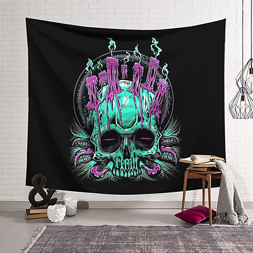 

Wall Tapestry Art Decor Blanket Curtain Hanging Home Bedroom Living Room Psychedelic Skull Painting Style