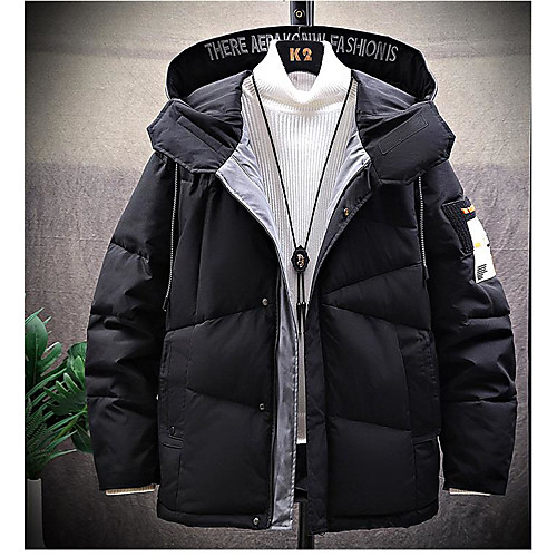 

Men's Padded Coat Loose Jacket Solid Colored Black Dark Gray