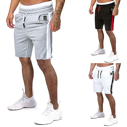 

Men's Shorts Chino Outdoor Sports Slim Casual Sports Chinos Shorts Pants Color Block Short Pocket Patchwork Light Grey White Black / Summer / Drawstring