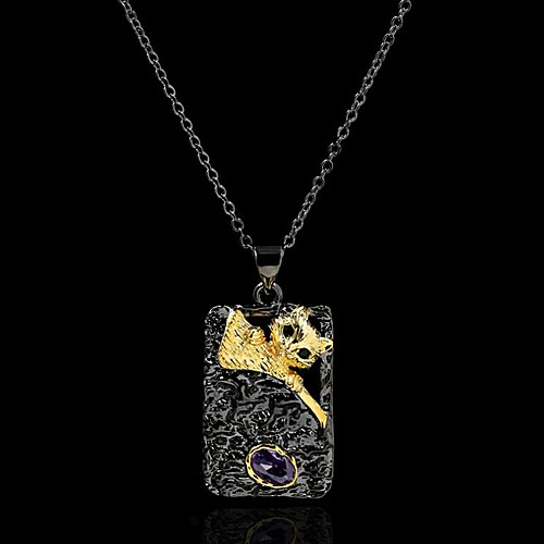 

Women's Purple AAA Cubic Zirconia Necklace Retro Cat Gothic European Trendy Brass Black 50 cm Necklace Jewelry 1pc For Halloween Street Festival