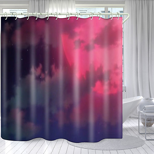 

Red Moon Digital Printing Shower Curtain Shower Curtains Hooks Modern Polyester New Design 72 Inch