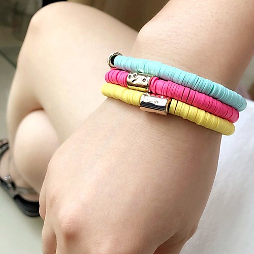 

3pcs Bracelet Stacking Stackable Vintage Theme Stylish European Sweet Boho Plastic Bracelet Jewelry Rainbow For Party Evening Gift Date Birthday Festival