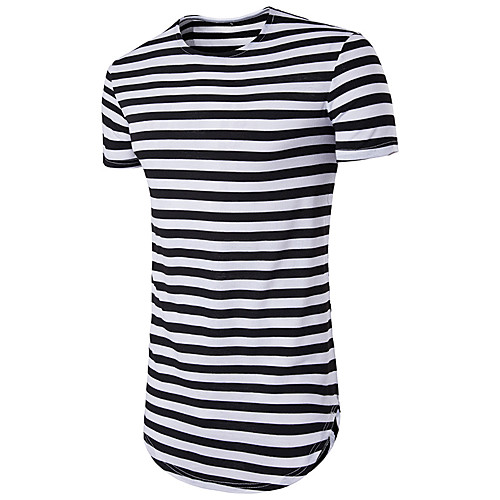 

Men's T shirt Striped Short Sleeve Casual Tops Black Red Light gray