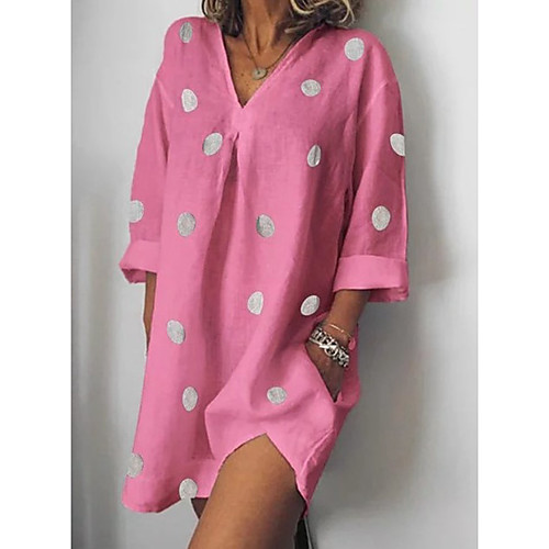 

2020 summer amazon new women's positioning printing holiday bohemian v-neck three-quarter sleeve dress cy221