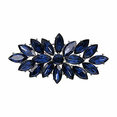

ever faith wedding corsage jewelry navy blue marquise austrian crystal booming flower brooch for women fashion