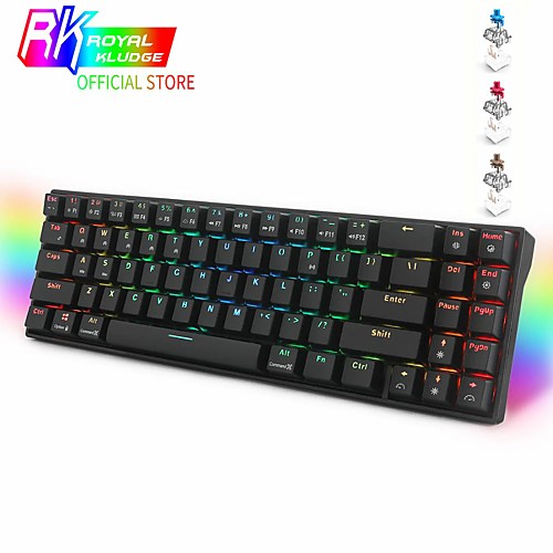 

RK71 RGB Wireless 70% Compact Mechanical Keyboard 71 Keys Bluetooth Gaming Office Keyboard with Macro Keys Brown Switches