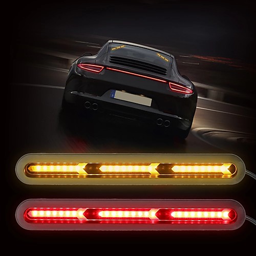 

OTOLAMPARA New Arrival 20W Fish Bone Tail Brake Turn Signals Car LED Light Rear Windscreen Red Flowing Amber Driving Lamp for Car Trunk Brake Light 2pcs
