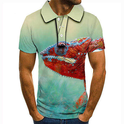 

Men's Golf Shirt 3D Print Fish Animal Button-Down Short Sleeve Street Tops Casual Fashion Cool Blue / Sports